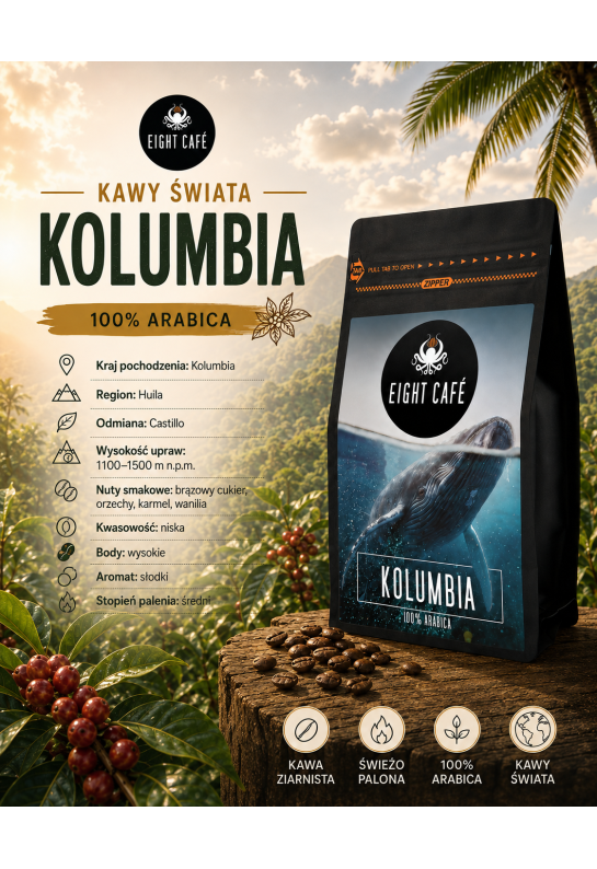 Kawa Ziarnista Kolumbia