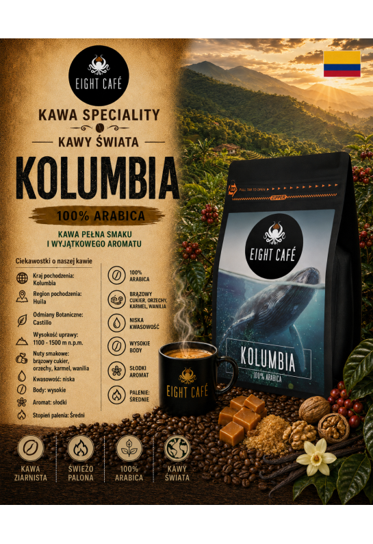 Kawa Ziarnista Kolumbia