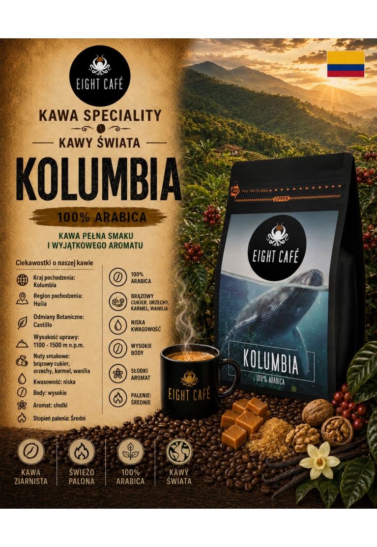 Kawa Ziarnista Kolumbia